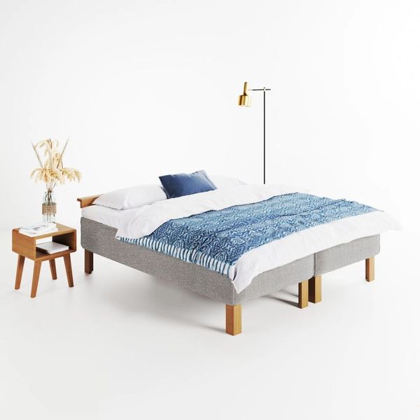 Ліжко дерев'яне PURPLE Хюґе 80х200 см, натуральна деревина вільха, тканина Шотландія Нова 16В (колір сірий) 31501011210-1680200 фото