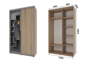 Шкаф-купе двухдверный М-1 ДСП/Зеркало 160х60х240 Дуб сонома Светлый 50120010-16060240-010210 фото